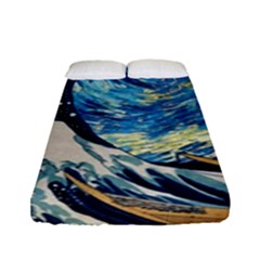 Starry Night Hokusai Van Gogh The Great Wave Off Kanagawa Fitted Sheet (full/ Double Size) by Sudheng