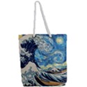 Starry Night Hokusai Van Gogh The Great Wave Off Kanagawa Full Print Rope Handle Tote (Large) View2