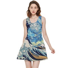 Starry Night Hokusai Van Gogh The Great Wave Off Kanagawa Inside Out Reversible Sleeveless Dress by Sudheng