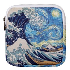 Starry Night Hokusai Van Gogh The Great Wave Off Kanagawa Mini Square Pouch by Sudheng