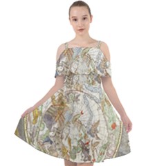 Vintage Astronomy  Cut Out Shoulders Chiffon Dress