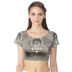 Old Vintage Astronomy Short Sleeve Crop Top by ConteMonfrey