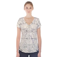 Astronomy Vintage Short Sleeve Front Detail Top by ConteMonfrey