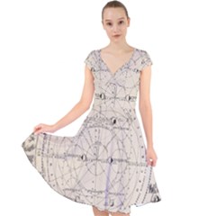 Astronomy Vintage Cap Sleeve Front Wrap Midi Dress by ConteMonfrey