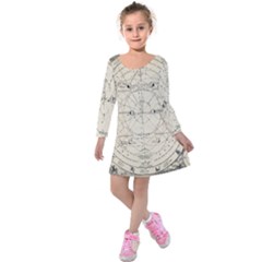 Astronomy Vintage Kids  Long Sleeve Velvet Dress by ConteMonfrey