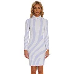 Grey Zebra Vibes Animal Print  Long Sleeve Shirt Collar Bodycon Dress by ConteMonfrey