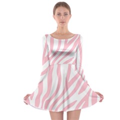 Pink Zebra Vibes Animal Print  Long Sleeve Skater Dress by ConteMonfrey