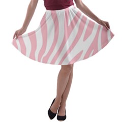 Pink Zebra Vibes Animal Print  A-line Skater Skirt by ConteMonfrey