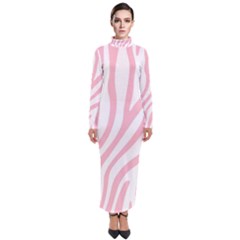 Pink Zebra Vibes Animal Print  Turtleneck Maxi Dress by ConteMonfrey