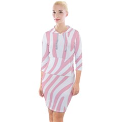 Pink Zebra Vibes Animal Print  Quarter Sleeve Hood Bodycon Dress by ConteMonfrey