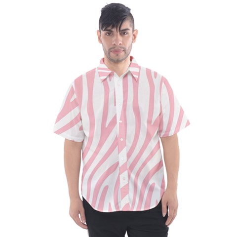 Pink Zebra Vibes Animal Print  Men s Short Sleeve Shirt by ConteMonfrey