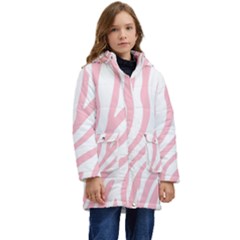 Pink Zebra Vibes Animal Print  Kid s Hooded Longline Puffer Jacket by ConteMonfrey