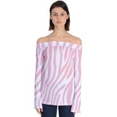 Pink Zebra Vibes Animal Print  Off Shoulder Long Sleeve Top by ConteMonfrey