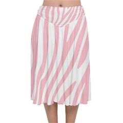 Pink Zebra Vibes Animal Print  Velvet Flared Midi Skirt by ConteMonfrey