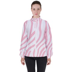 Pink Zebra Vibes Animal Print  Women s High Neck Windbreaker by ConteMonfrey