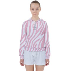 Pink Zebra Vibes Animal Print  Women s Tie Up Sweat by ConteMonfrey