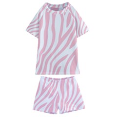 Pink Zebra Vibes Animal Print  Kids  Swim Tee And Shorts Set by ConteMonfrey