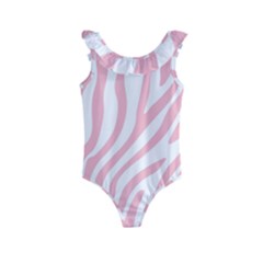 Pink Zebra Vibes Animal Print  Kids  Frill Swimsuit by ConteMonfrey