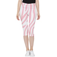 Pink Zebra Vibes Animal Print  Inside Out Lightweight Velour Capri Leggings  by ConteMonfrey