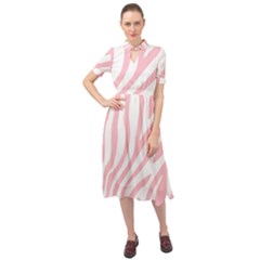 Pink Zebra Vibes Animal Print  Keyhole Neckline Chiffon Dress by ConteMonfrey