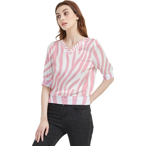 Pink Zebra Vibes Animal Print  Quarter Sleeve Blouse by ConteMonfrey