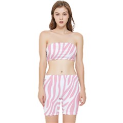 Pink Zebra Vibes Animal Print  Stretch Shorts And Tube Top Set by ConteMonfrey