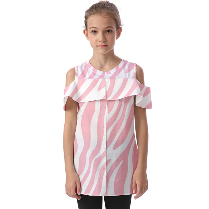 Pink Zebra Vibes Animal Print  Fold Over Open Sleeve Top