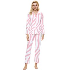 Pink Zebra Vibes Animal Print  Womens  Long Sleeve Velvet Pocket Pajamas Set by ConteMonfrey