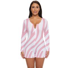 Pink Zebra Vibes Animal Print  Long Sleeve Boyleg Swimsuit by ConteMonfrey