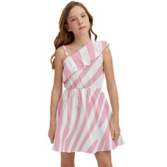 Pink Zebra Vibes Animal Print  Kids  One Shoulder Party Dress by ConteMonfrey