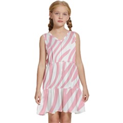 Pink Zebra Vibes Animal Print  Kids  Sleeveless Tiered Mini Dress by ConteMonfrey