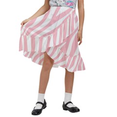 Pink Zebra Vibes Animal Print  Kids  Ruffle Flared Wrap Midi Skirt by ConteMonfrey