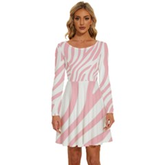 Pink Zebra Vibes Animal Print  Long Sleeve Wide Neck Velvet Dress by ConteMonfrey