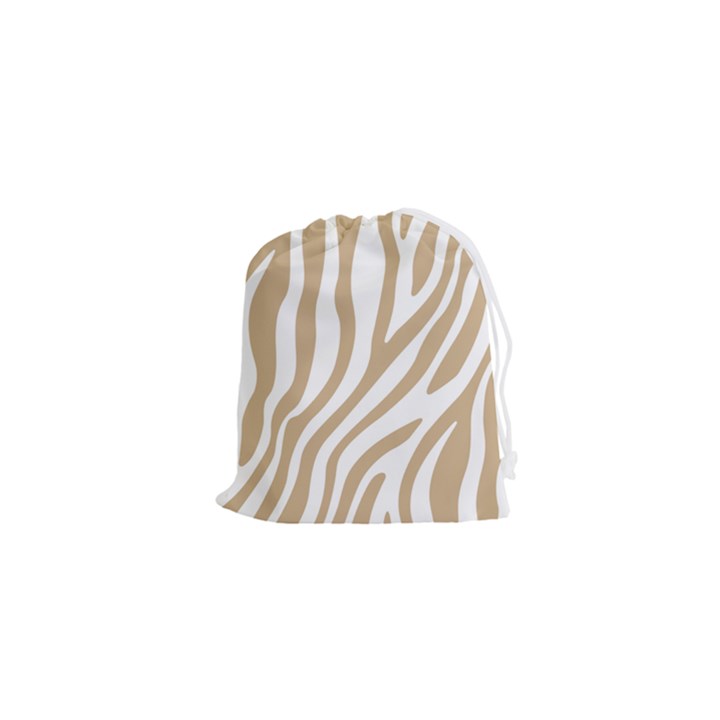 Brown Zebra Vibes Animal Print  Drawstring Pouch (XS)