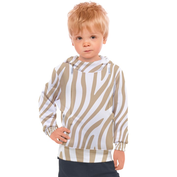 Brown Zebra Vibes Animal Print  Kids  Hooded Pullover