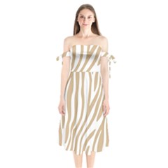 Brown Zebra Vibes Animal Print  Shoulder Tie Bardot Midi Dress by ConteMonfrey