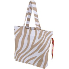 Brown Zebra Vibes Animal Print  Drawstring Tote Bag by ConteMonfrey