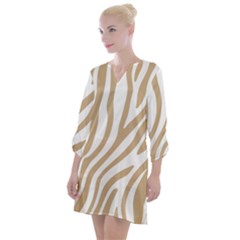 Brown Zebra Vibes Animal Print  Open Neck Shift Dress by ConteMonfrey