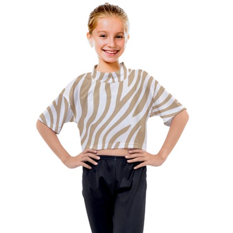 Brown Zebra Vibes Animal Print  Kids Mock Neck Tee by ConteMonfrey