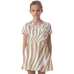 Brown Zebra Vibes Animal Print  Kids  Short Sleeve Pinafore Style Dress by ConteMonfrey