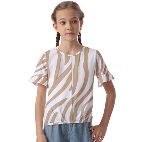 Brown Zebra Vibes Animal Print  Kids  Cuff Sleeve Scrunch Bottom Tee by ConteMonfrey