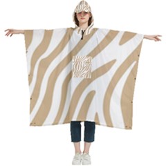 Brown Zebra Vibes Animal Print  Women s Hooded Rain Ponchos by ConteMonfrey