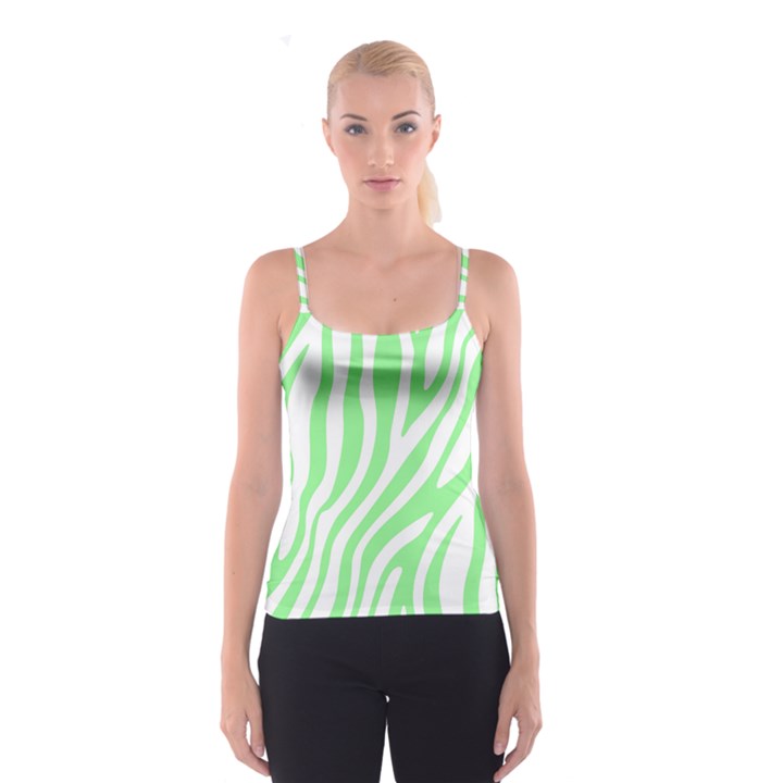 Green Zebra Vibes Animal Print  Spaghetti Strap Top