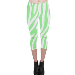 Green Zebra Vibes Animal Print  Capri Leggings  by ConteMonfrey