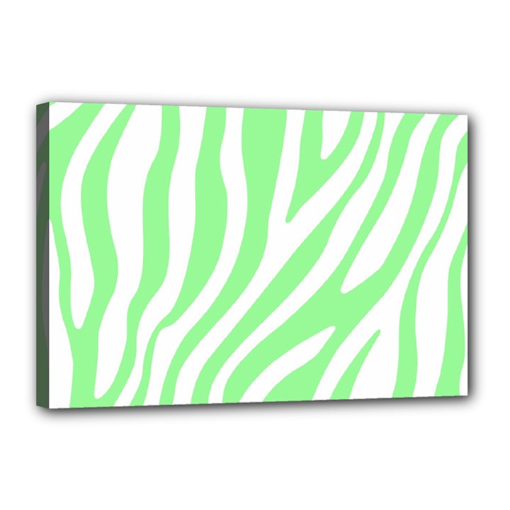 Green Zebra Vibes Animal Print  Canvas 18  x 12  (Stretched)