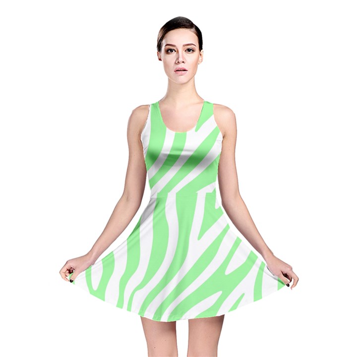 Green Zebra Vibes Animal Print  Reversible Skater Dress