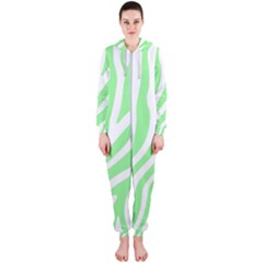 Green Zebra Vibes Animal Print  Hooded Jumpsuit (ladies) by ConteMonfrey