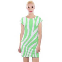 Green Zebra Vibes Animal Print  Cap Sleeve Bodycon Dress by ConteMonfrey