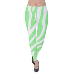 Green Zebra Vibes Animal Print  Velvet Leggings by ConteMonfrey