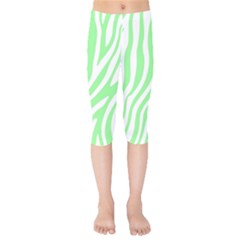 Green Zebra Vibes Animal Print  Kids  Capri Leggings  by ConteMonfrey